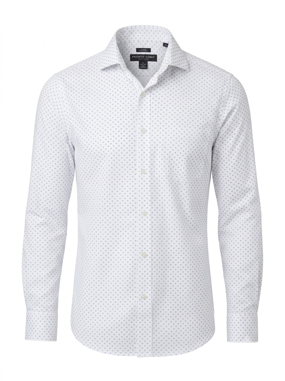 Pronto Uomo 100% Cotton Easy Care Shirt - Size 15.5 34/35 Micro Geometric Print